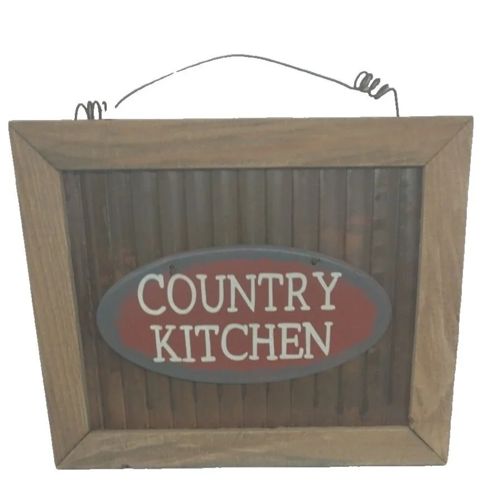 Country Kitchen Wooden Primitive Wood Metal Hanging Sign Decor 10